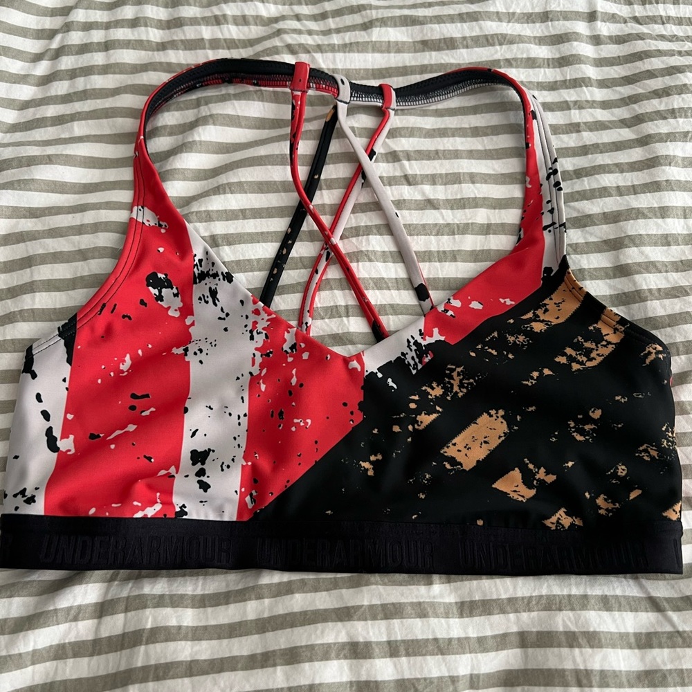 Under Armor sports bra. Fun bright print. Gently used.